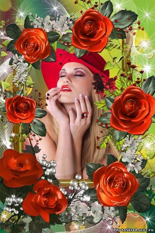 Цветочная рамочка - Красные розы мне подари, знать я хочу о твоей силе любви